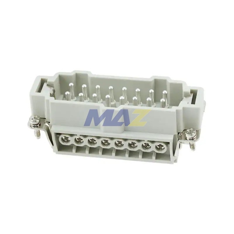 Conector Industrial 16 Polos 16A 500V Macho De Extensión Salida Lateral (Requiere Manguito Pg21)