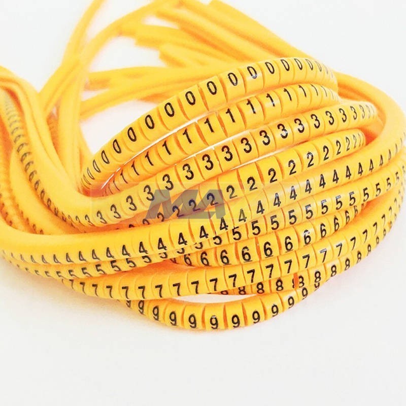 Marcador Amarillo Tipo Anillo De Números No. 0-9  Para Cable Calibre 12-8 Awg X 500 Uds De Cada Numero