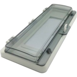 ENTANA ACRILICA PARA PANEL/GABINETE DE CONTROL CON BASE METALICA PARA BREAKER DE RIEL DIN DE 12 POLOS MARCA TM