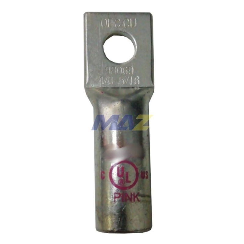 Terminal Cobre Estañado De Ojo Para Entallar 1/0Awg Hueco De 5/16-Ul