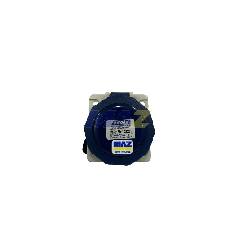 TOMA EMPOTRABLE 16A 220-240VAC 3P+T 9H IP67 24231 AZUL SPEEDPRO FAMATEL