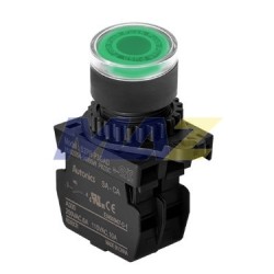 BOTON PULSADOR COLOR VERDE LUZ 100-240VAC CONTACTO NO MARCA AUTONICS