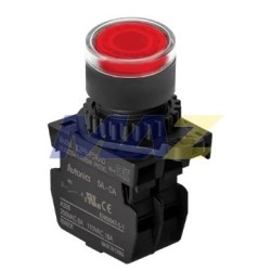 PULSADOR PLASTICO ROJO CON LUZ 12-30VACDC 1 NC  MARCA AUTONICS