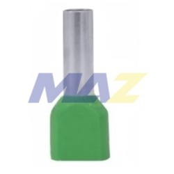 TERMINAL TIPO PIN HUECO DE DOBLE ENTRADA AISLAMIENTO MEDIO COLOR VERDE CONDUCTOR 6MM2 10AWG