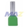 TERMINAL TIPO PIN HUECO DE DOBLE ENTRADA AISLAMIENTO MEDIO COLOR VERDE CONDUCTOR 6MM2 10AWG