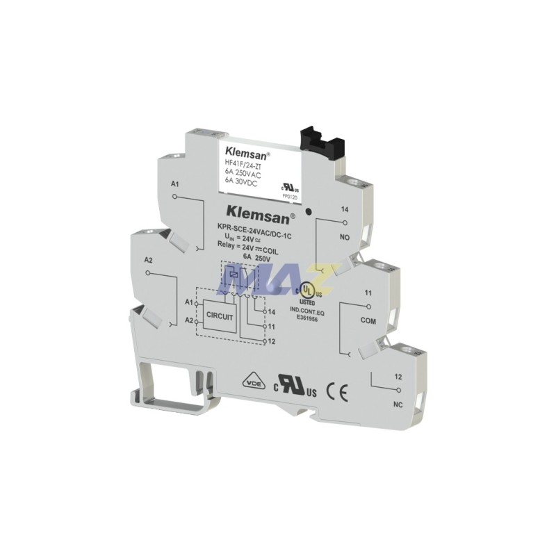 RELE TIPO SLIM 1C/O-SPDT BOBINA 24VAC/DC CAPACIDAD DE CONTACTO 6A/250VAC - 6A/30VDC  INCLUYE BASE