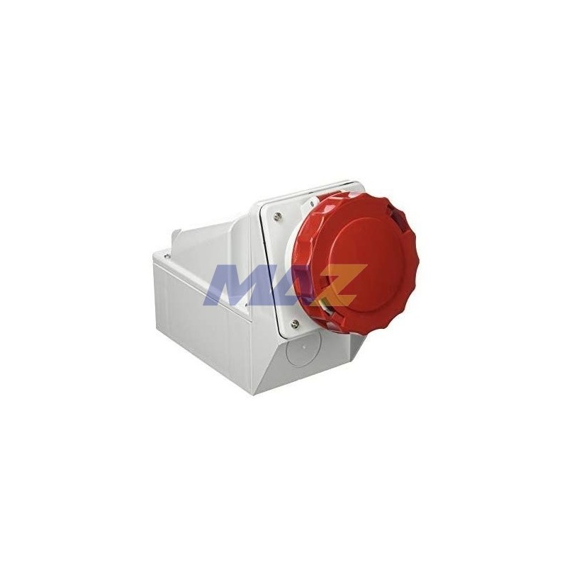 TOMA SOBREPONER INDUSTRIAL 3P+T 63A  IP67 6H 380-415VAC ROJO