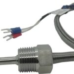 TERMOCUPLA MARCA MAZPAK DE ROSCA 1/2 PULGADANPT CALIBRACION TIPO K ATERRIZADA CLASE A PRECISION +/-1,1 GRADOS C DIAMETRO DE BULBO 6,4MM X 5CM DE LARGO 2 METROS DE CABLE FIBRA DE VIDRIO CON MALLA ACERO INOXIDABLE CONEXION DE TERMINAL HORQUILLA TEMPERA