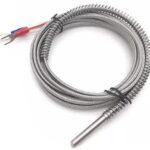TERMOCUPLA TIPO J, BULBO SENCILLO 3/16 PULG (4.7MM) X 5 CM, 0-500C, CON 2 METROS DE CABLE FIBRA DE VIDRIO ENMALLADO, MAZPAK