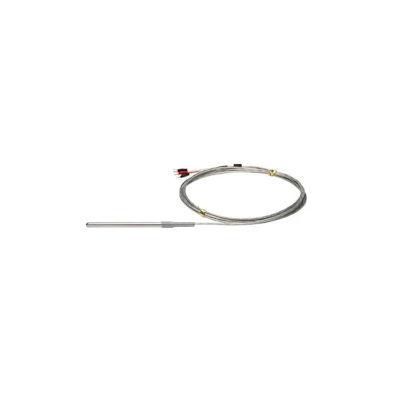 01-04-120_1.jpg TERMOCUPLA TIPO K, BULBO SENCILLO 3/16 PULG (4.7MM) X 10 CM, 0-500C, CON 2 METROS DE CABLE FIBRA DE VIDRIO ENMALLADO, MAZPAK - Image 1
