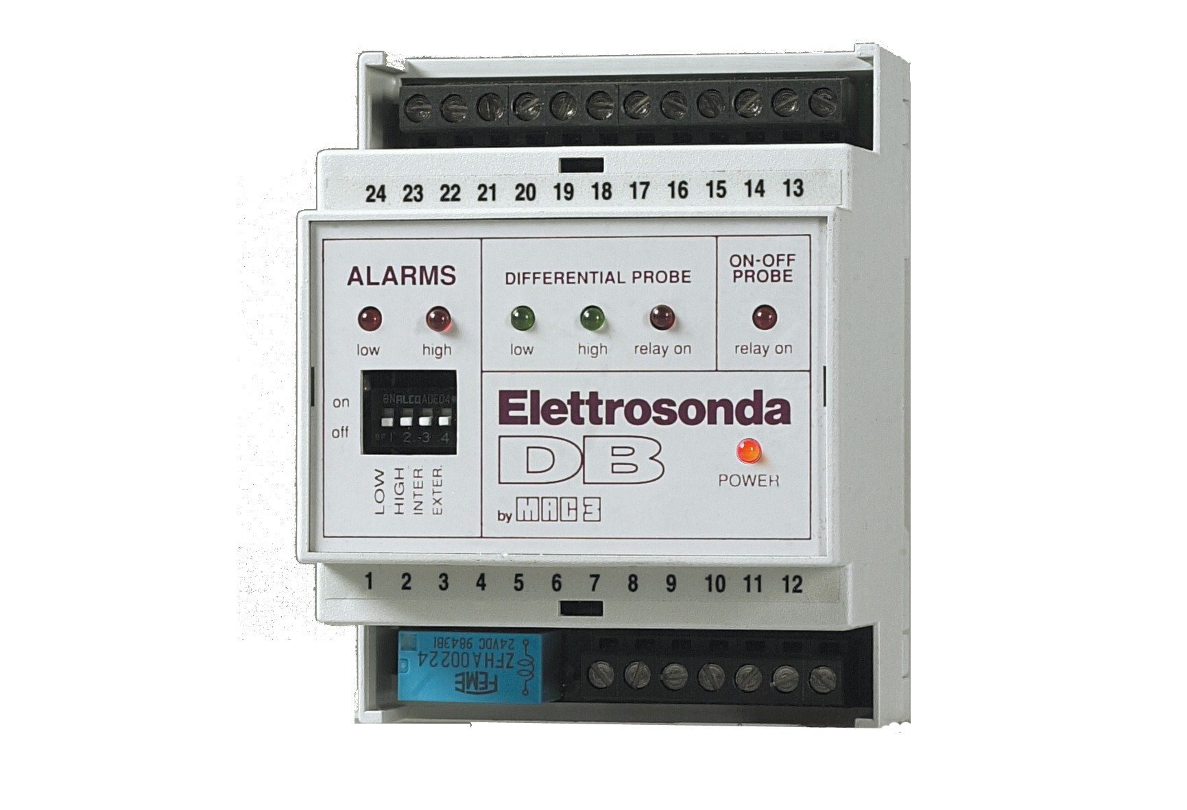 02-08-031_1.jpg CONTROL DE NIVEL POR ELECTROSONDA 220VAC 2NA+2NC ALARMA ALTA Y BAJA 7 ELECTRODOS NO INCLUIDOS RIEL DIN - Image 1