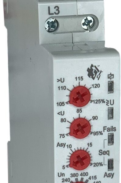 RELE PROTECTOR Y MONITOREO DE FASE MONTAJE EN RIEL DIN TRIFASICO 208-480VAC 1PDT MARCA TM