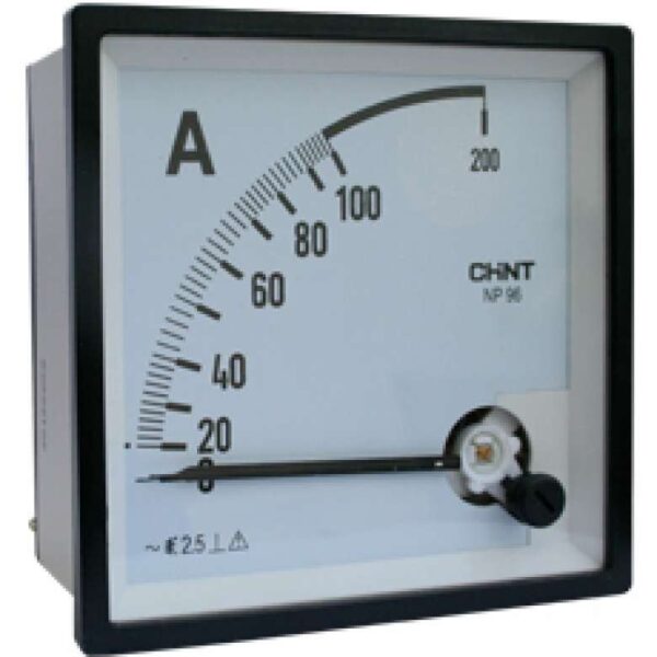 MEDIDOR ANALOGO, AMPERIMETRO INDIRECTO PANEL NP96-A 600A - 5A. CLASS 1.5