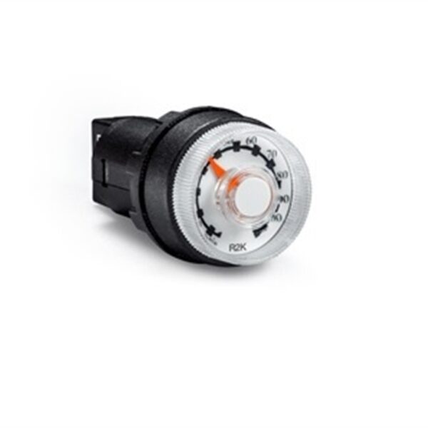 POTENCIOMETRO MARCA EMAS DE 2,2KOHM UNA VUELTA EN 22MM DE DIAMETRO CON ESCALA ANALOGICA DE 0-100 CAPACIDAD 1W GRADO DE PROTECCION IP65