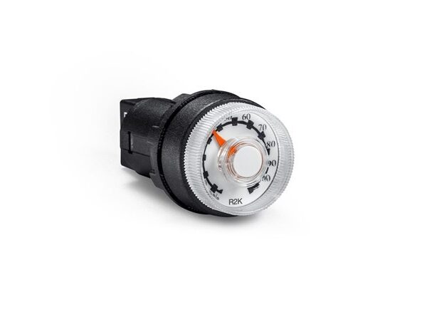 POTENCIOMETRO MARCA EMAS DE 5KOHM UNA VUELTA EN 22MM DE DIAMETRO CON ESCALA ANALOGICA DE 0-100 CAPACIDAD 1W GRADO DE PROTECCION IP65
