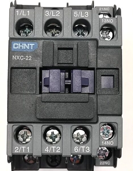 CONTACTOR CATEGORÍA AC-3 / AC-4 MARCA CHINT SERIE NXC 22 AMPERIOS 7.5HP @ 240V 3F / 15HP @ 480V 3F / 15HP @ 600V 3F 3 POLOS DE POTENCIA + 1 NA + 1 NC CONTROL BOBINA 240 VAC RANGO 85% A 110% IEC