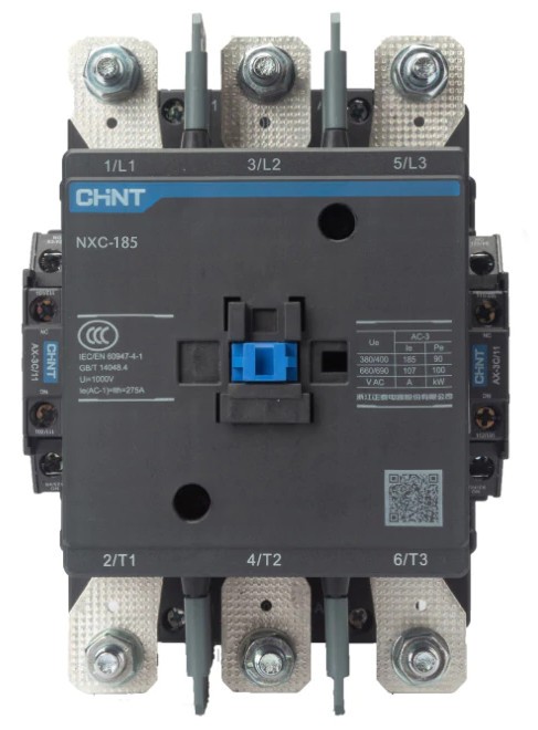 04-05-104_1.jpg CONTACTOR CATEGORÍA AC-3 / AC-4 MARCA CHINT SERIE NXC 185 AMPERIOS 75HP @ 240V 3F / 125HP @ 480V 3F / 150HP @ 600V 3F 3 POLOS DE POTENCIA + 1 NA + 1 NC CONTROL BOBINA 240 VAC RANGO 85% A 110% IEC - Image 1