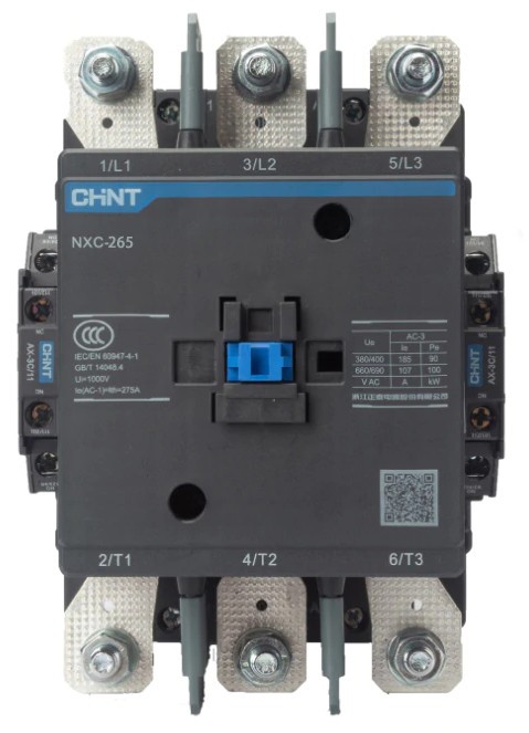 04-05-106_1.jpg CONTACTOR CATEGORÍA AC-3 / AC-4 MARCA CHINT SERIE NXC 265 AMPERIOS 100HP @ 240V 3F / 200HP @ 480V 3F / 250HP @ 600V 3F 3 POLOS DE POTENCIA + 1 NA+1 NCCONTROL BOBINA AC/DC220V-240V RANGO 85% A 110% IEC - Image 1