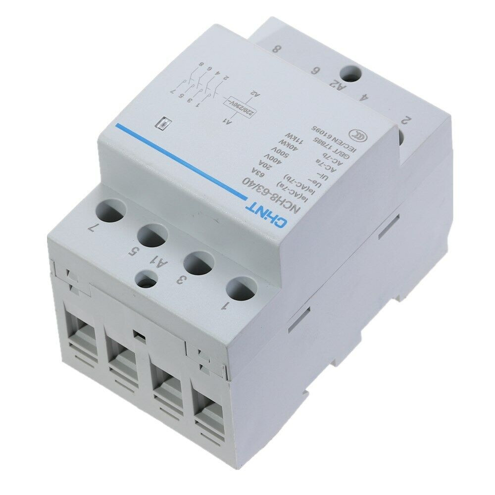 Processed By eBay with ImageMagick, z1.1.0. ||B2 CONTACTOR MODULAR 4 POLOS 63A 240 VAC NCH8 CHINT - Image 1