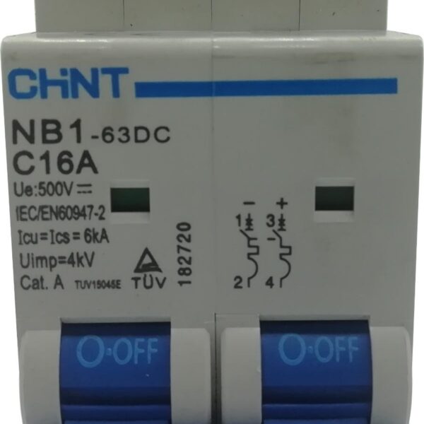 BREAKER NB1 2 POLOS-16A CORRIENTE DIRECTA UL. NB1-63DC 2P C16A 125VDC 6KA