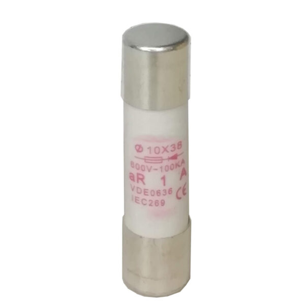 FUSIBLE DE PORCELANA 10X38 DE DISPARO ULTRARAPIDO CURVA AR 1A 600V 100KA PARA PROTECCION A SEMICONDUCTORES