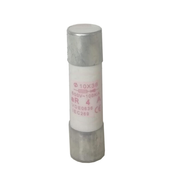FUSIBLE DE PORCELANA 10X38 DE DISPARO ULTRARAPIDO CURVA AR 4A 600V 100KA PARA PROTECCION A SEMICONDUCTORES