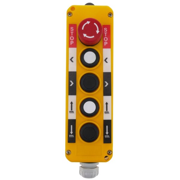 ESTACION DE MANDO 4 PULSADORES + EMERGENCIA CONTACTOS 4 NA + 1 NC 10A 660VAC IP54
