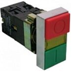 BOTON PULSADOR DOBLE ROJO+VERDE METALICO CON LUZ 120V