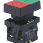 BOTON PULSADOR DOBLE ROJO+VERDE PLASTICO LISO
