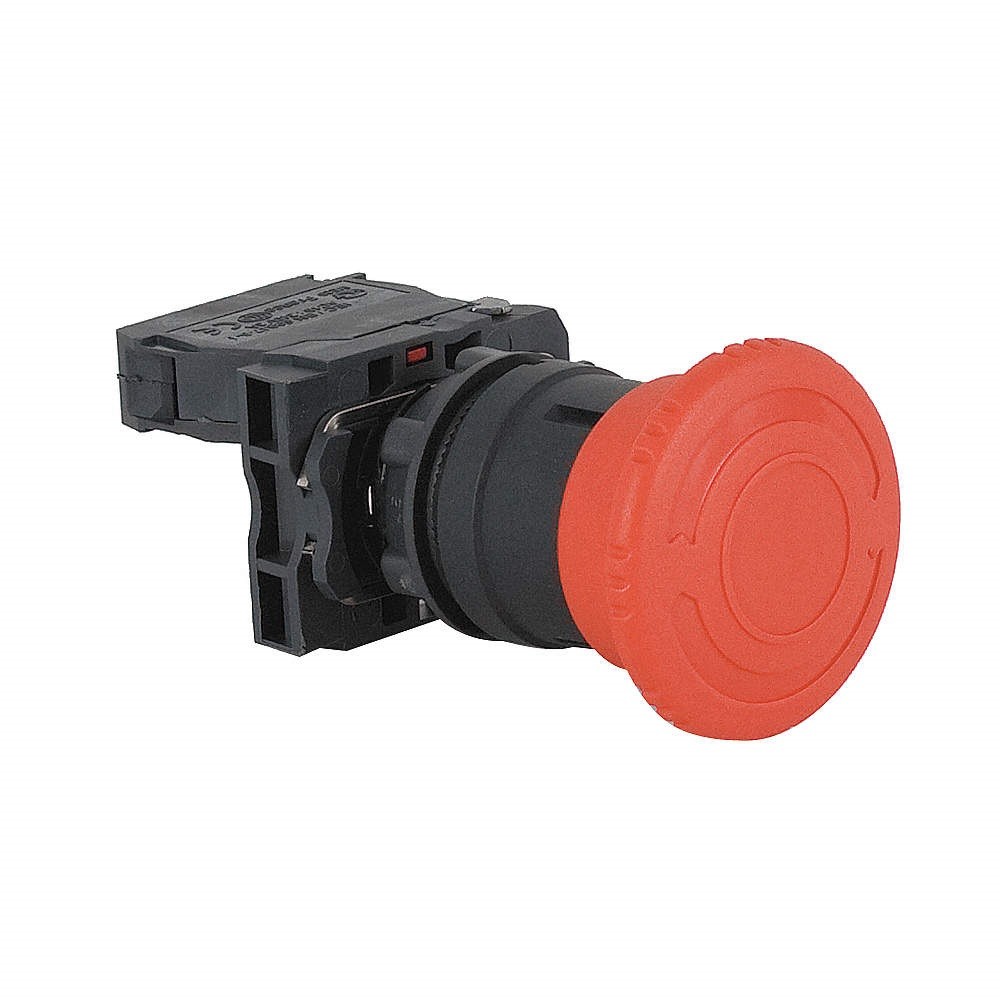 04-25-032_1.jpg BOTON TIPO HONGO PARE DE EMERGENCIA 30MMDIA 1NC MEDIA VUELTA PLASTICA - Image 1