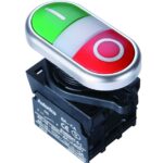 BOTON PULSADOR DOBLE ROJO+VERDE PLASTICO 12-30VDC-AC LUZ MARCA AUTONICS