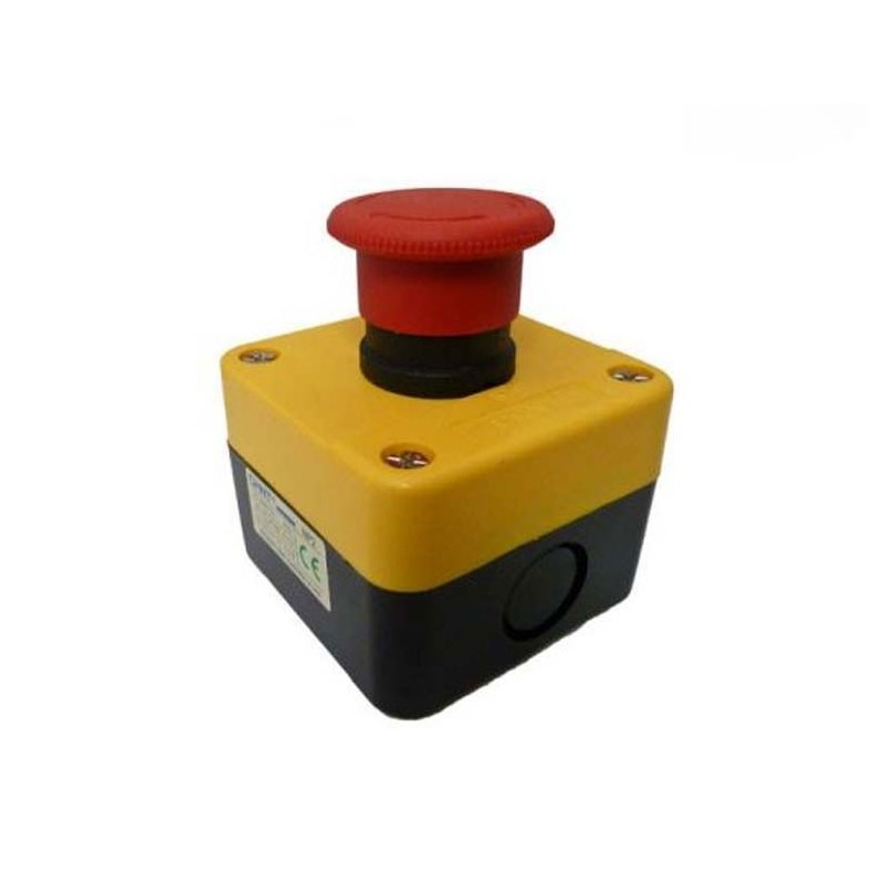 04-25-039_1.jpg BOTON PULSADOR TIPO HONGO EMERGENCIA 40MM EN CAJA AMARILLA - Image 1