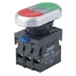 BOTON PULSADOR DOBLE ROJO+VERDE PLASTICO CON LUZ 120-240V