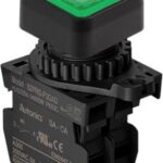 BOTON PULSADOR CUADRADO PLASTICO COLOR VERDE 22MM NO, MARCA AUTONICS