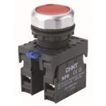 BOTON PULSADOR PLASTICO COLOR ROJO CON LUZ 22MM 1NC
