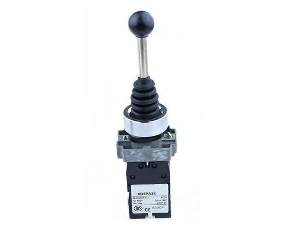 INTERRUPTOR TIPO JOYSTICK (PALANCA) DE 4 POSICIONES CON RETORNO DE 22MM DE DIAMETRO CUATRO CONTACTOS ABIERTOS 4 AMPERIOS AC15 GRADO DE PROTECCION IP65 APROBACION UL
