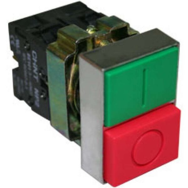 PULSADOR METALICO 22MM DOBLE 1NC+1NA ROJO VERDE