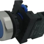 BOTON PULSADOR PLASTICO COLOR AZUL 22MM 1NO NP8 CHINT