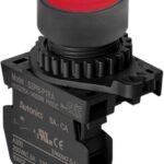BOTON PULSADOR PLASTICO ROJO RASANTE CONTACTO NC MARCA AUTONICS