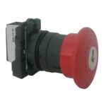 PULSADOR EMERGENCIA 22MM PLASTICA CABEZA 40MM RJ 1NC CON LLAVE
