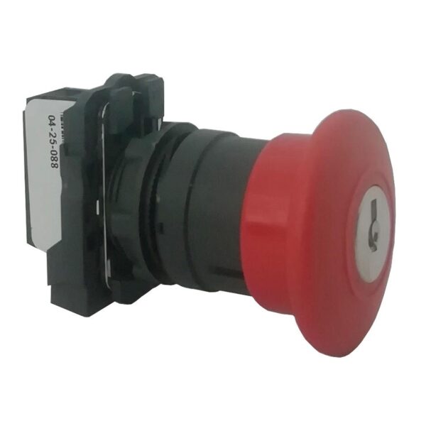 PULSADOR EMERGENCIA 22MM PLASTICA CABEZA 40MM RJ 1NC CON LLAVE