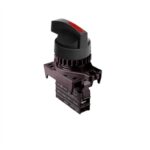 SELECTOR PLASTICO 22MM 2 POSICIONES 1NO MANETA LARGA ROJA, MARCA AUTONICS