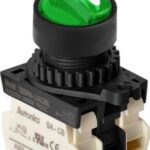 SELECTOR PLASTICO 22MM 2 POSICIONES 1 NO MANETA CORTA CON LUZ ROJO 100-240 VAC, MARCA AUTONICS