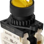 SELECTOR PLASTICO 22MM 3 POSICIONES 1 NO MANETA CORTA CON LUZ ROJA