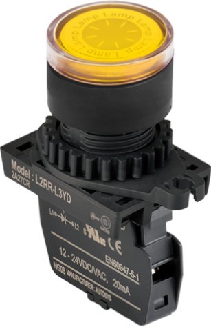 04-28-073_1.jpg LUZ PILOTO AMARILLO 22MM 100-240VAC, MARCA AUTONICS - Image 1