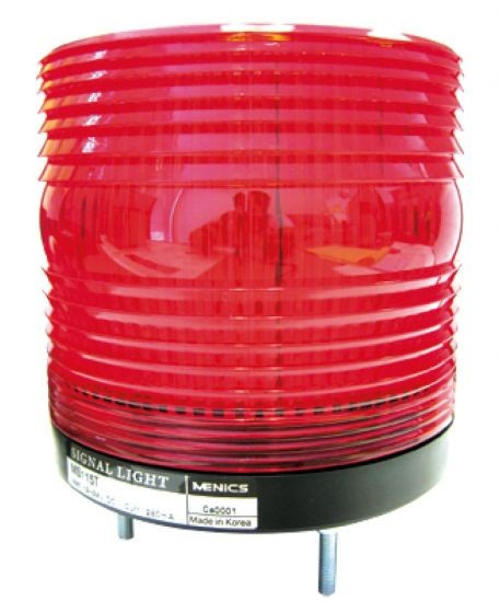 04-29-061_1.jpg LAMPARA DE SEÑALIZACION ROJA FIJA - INTERMITENTE - ROTATIVA CON ALARMA AUDIBLE 100DB 90-240VAC MS115T MENICS - Image 1