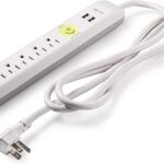REGLETA BLANCA 6 TOMAS NEMA 5-15R + 2 PUERTOS USB 2.1A + 1.2M CABLE