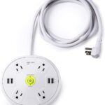 BASE DE CONEXION BLANCA 4 TOMAS NEMA 5-15R + 4 PUERTOS USB 2.1A + 1.8M CABLE