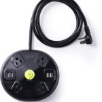 BASE DE CONEXION NEGRA 4 TOMAS NEMA 5-15R + 4 PUERTOS USB 2.1A + 1.8M CABLE