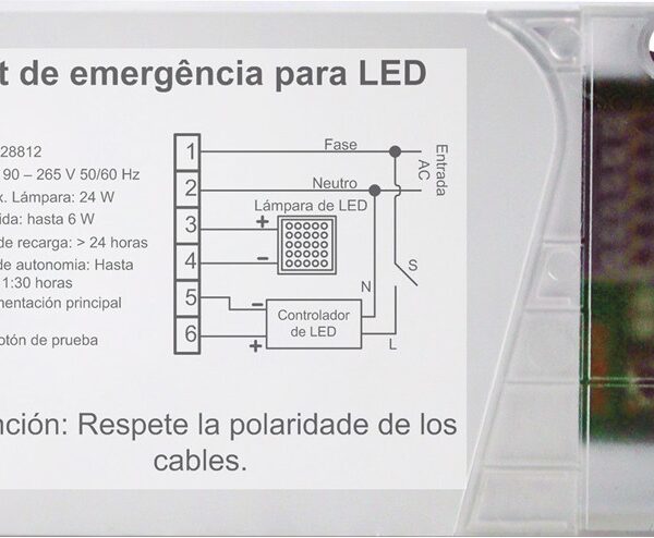 KIT DE EMERGENCIA PARA LAMPARAS LED HASTA 24W ALIMENTACION 120-240V, SALIDA 20-85VDC 1.5 HORAS DE AUTONOMIA 28812 SEGURIMAX